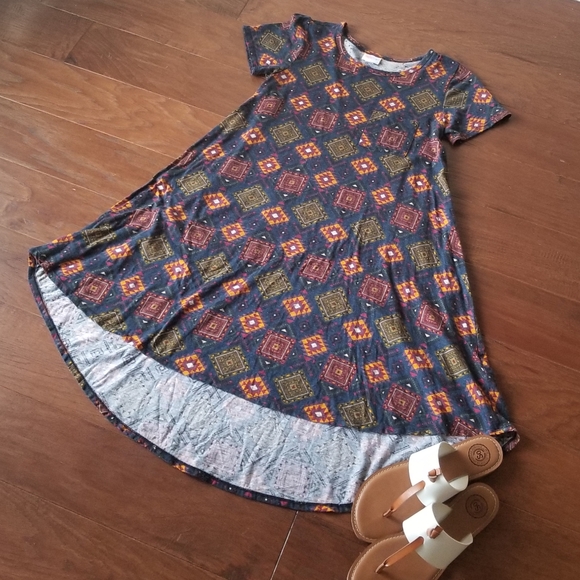 LuLaRoe Navy Patterned Carly Dress Womens Xxs Aztec Pattern - Picture 1 of 8